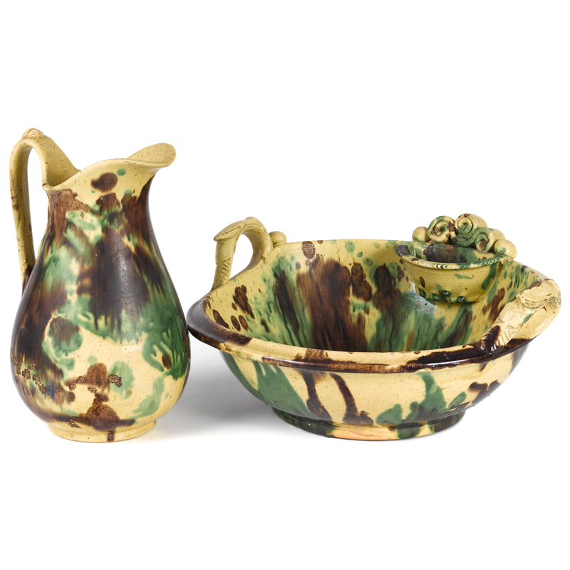 Shenandoah Valley earthenware pitcher and basin, 1